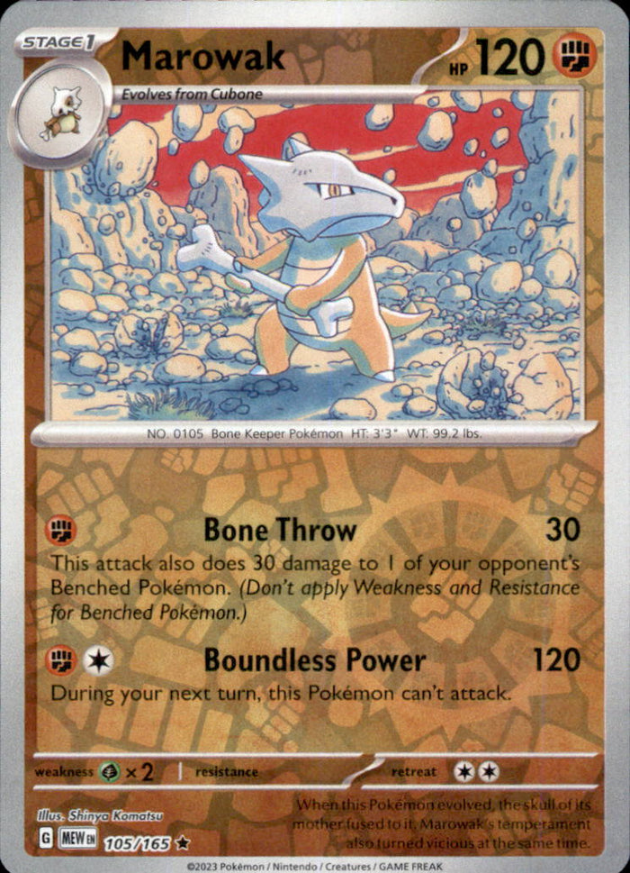 Marowak Reverse Holo Rare SV: Scarlet & Violet 151 105/165 NM