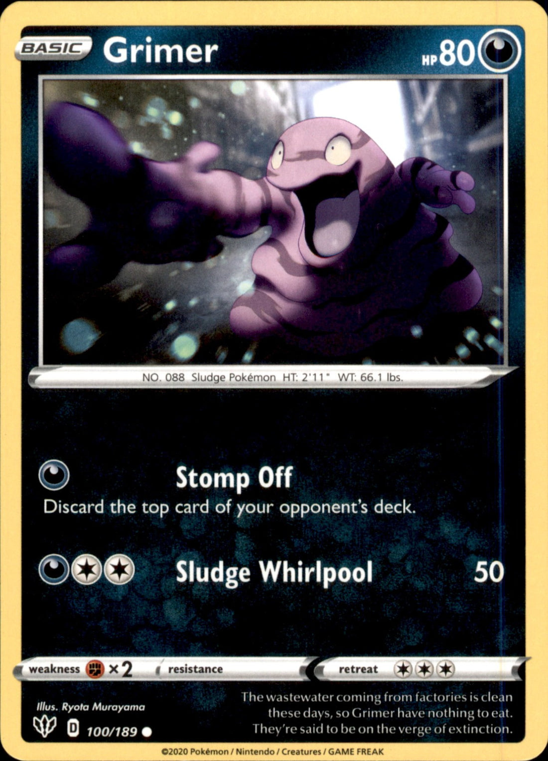 Grimer Common SWSH03: Darkness Ablaze 100/189 NM
