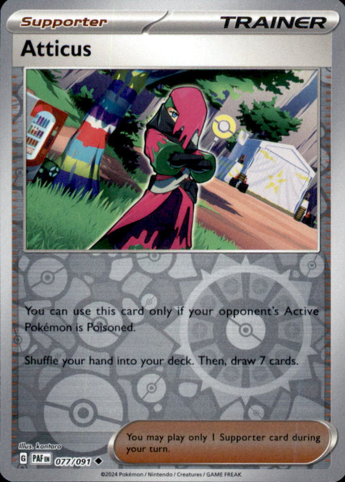 Atticus Reverse Holo Uncommon SV: Paldean Fates 077/091 NM
