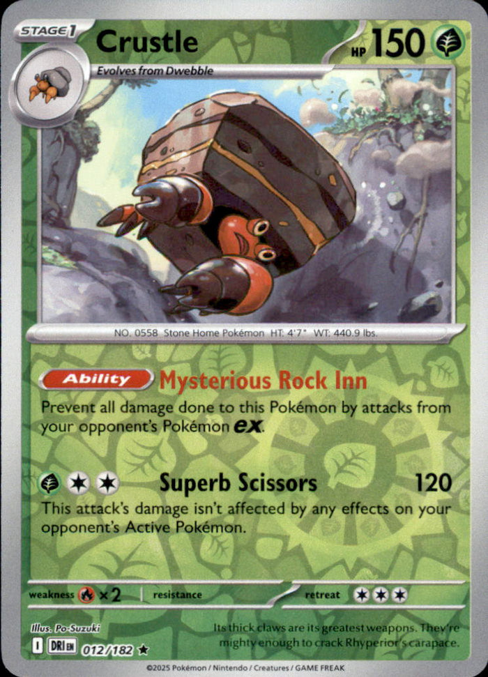 Crustle Reverse Holo Rare SV10: Destined Rivals 012/182 NM
