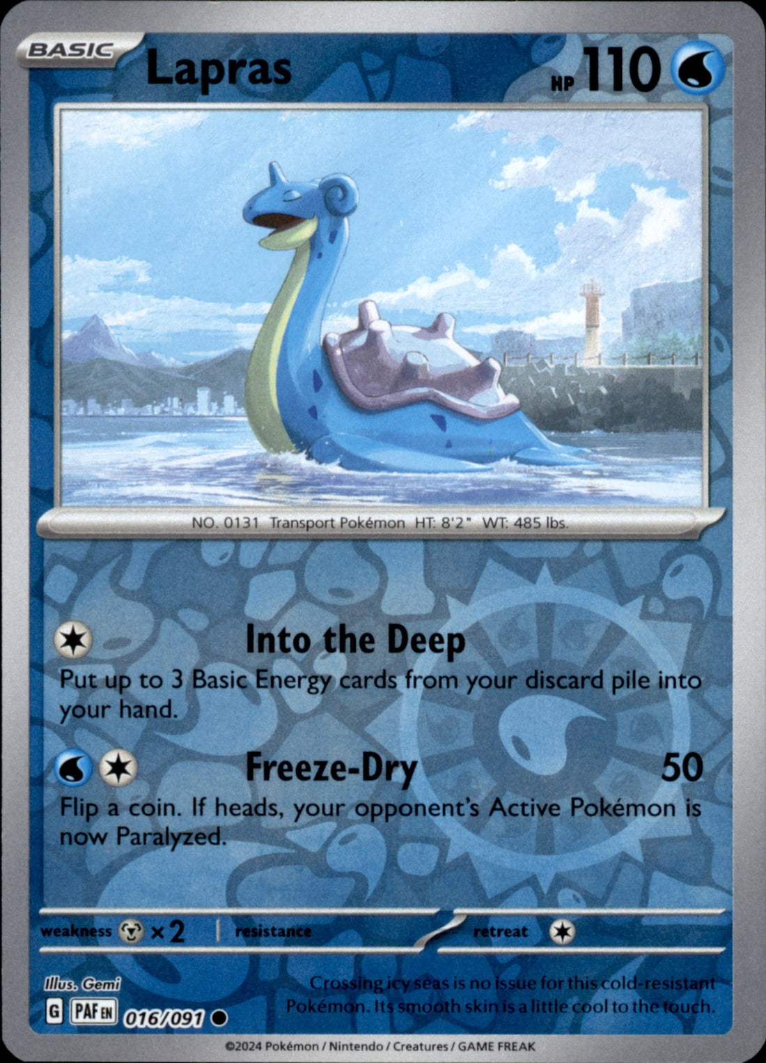 Lapras Reverse Holo Common SV: Paldean Fates 016/091 NM