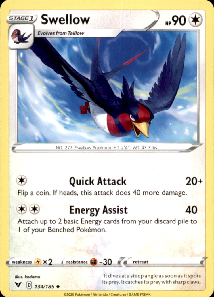 Swellow Uncommon SWSH04: Vivid Voltage 134/185 NM