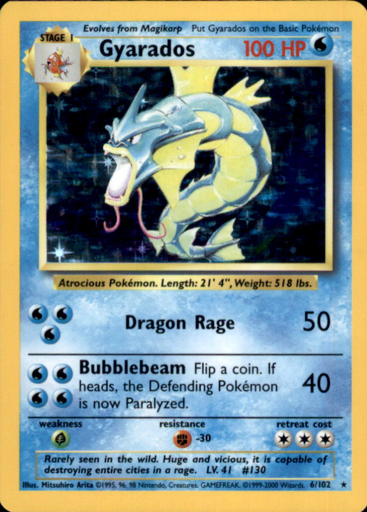 Gyarados Holo Rare Base Set 4th Print 006/102 NM