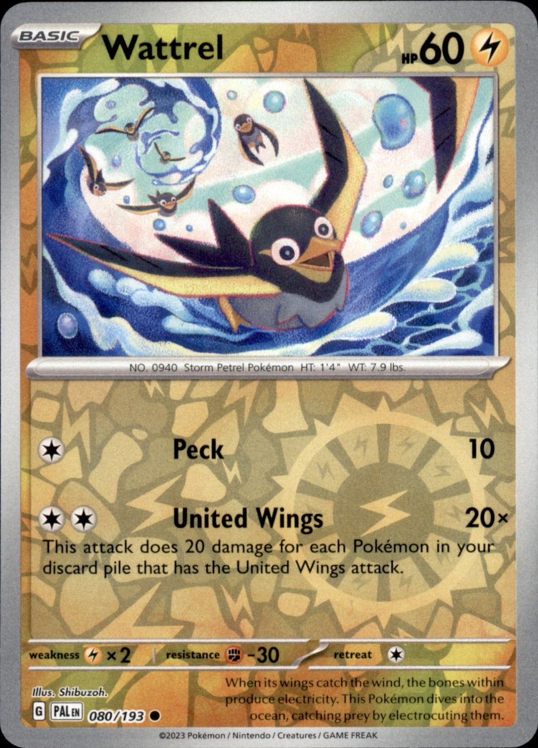 Wattrel Reverse Holo Common SV02: Paldea Evolved 080/193 NM