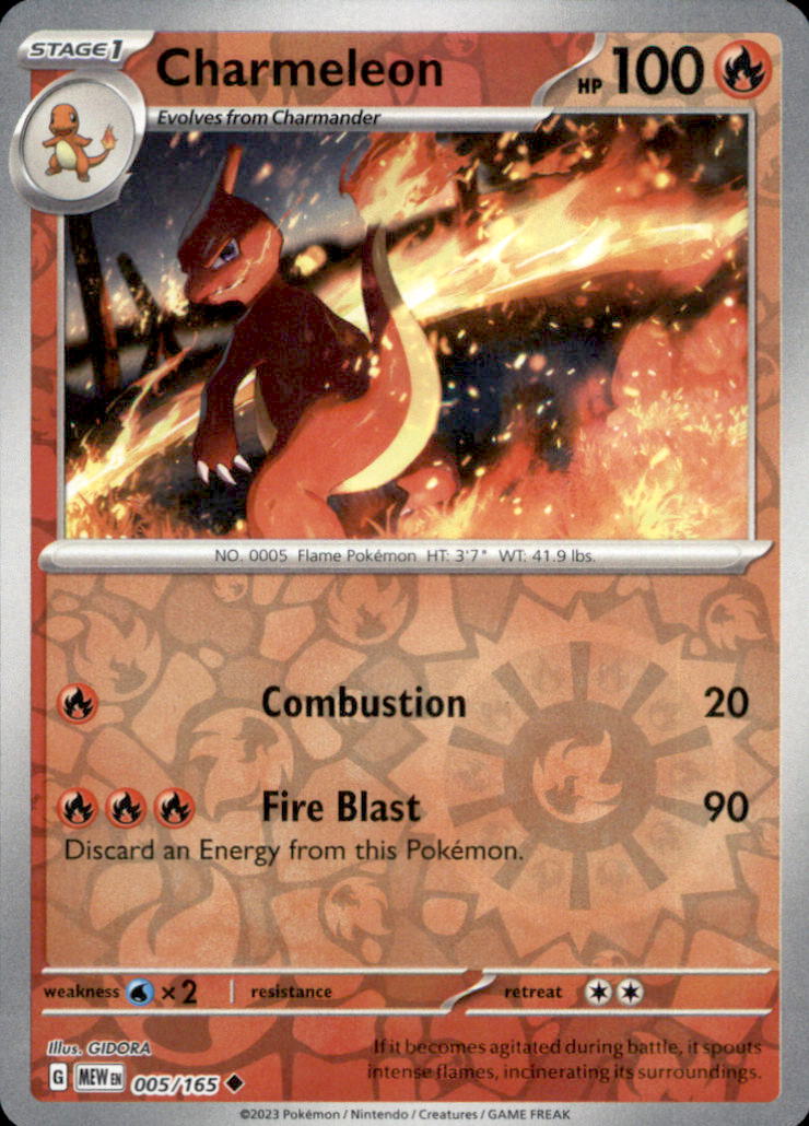 Charmeleon Reverse Holo Uncommon SV: Scarlet & Violet 151 005/165 NM