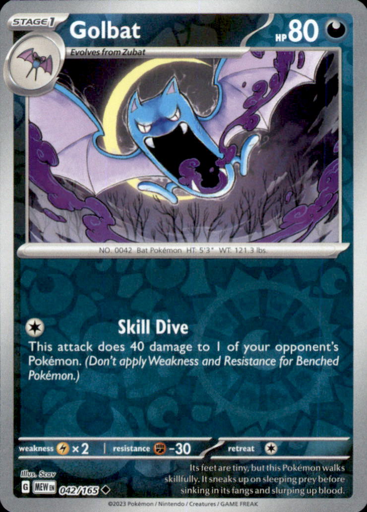 Golbat Reverse Holo Uncommon SV: Scarlet & Violet 151 042/165 NM