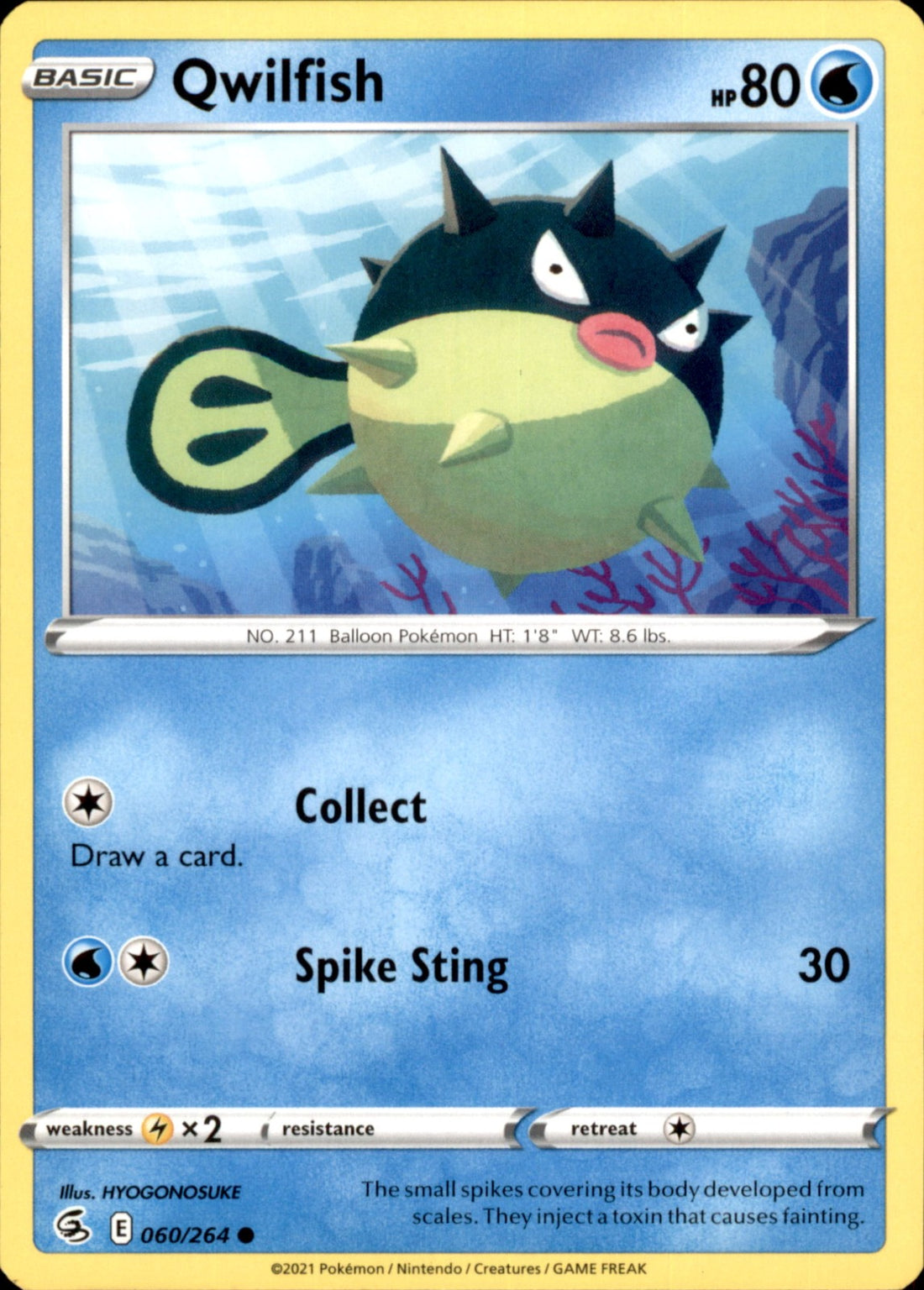 Qwilfish Common SWSH08: Fusion Strike 060/264 NM