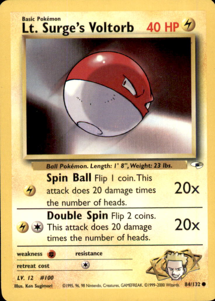 Lt. Surge's Voltorb Unlimited Common Gym Heroes 084/132 LP