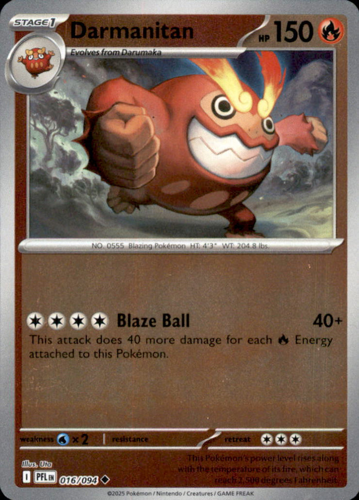Darmanitan Reverse Holo Uncommon ME02: Phantasmal Flames 016/094 NM