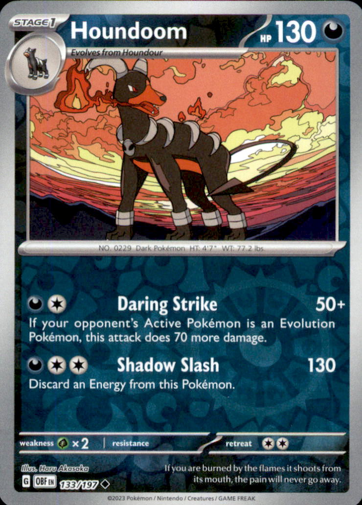 Houndoom Reverse Holo Uncommon SV03: Obsidian Flames 133/197 NM