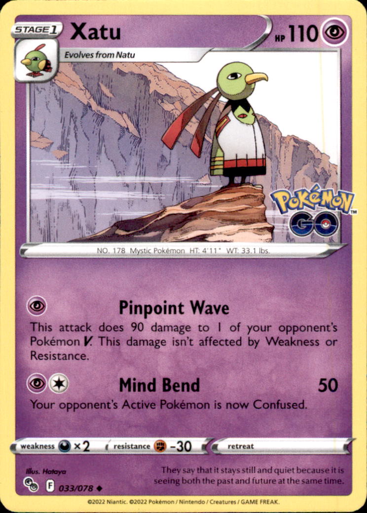 Xatu Uncommon Pokemon GO 033/078 NM