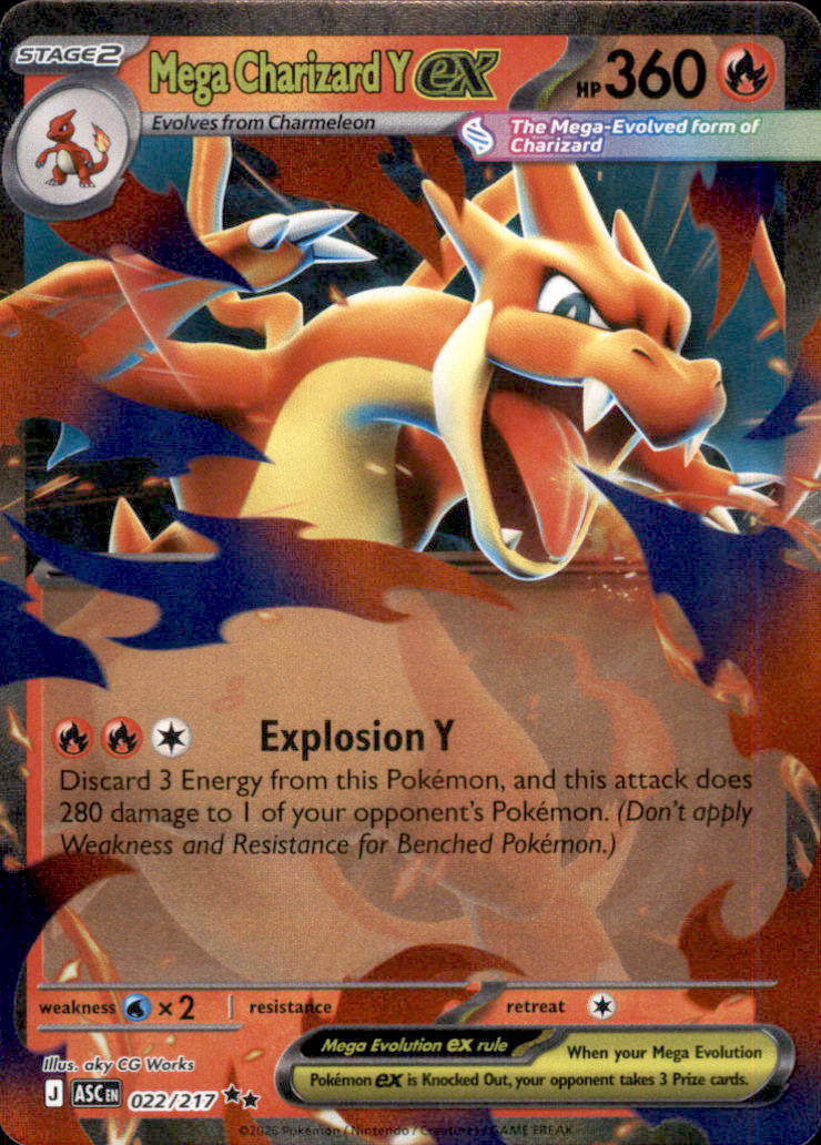 Mega Charizard Y ex Holo Double Rare ME: Ascended Heroes 022/217 NM