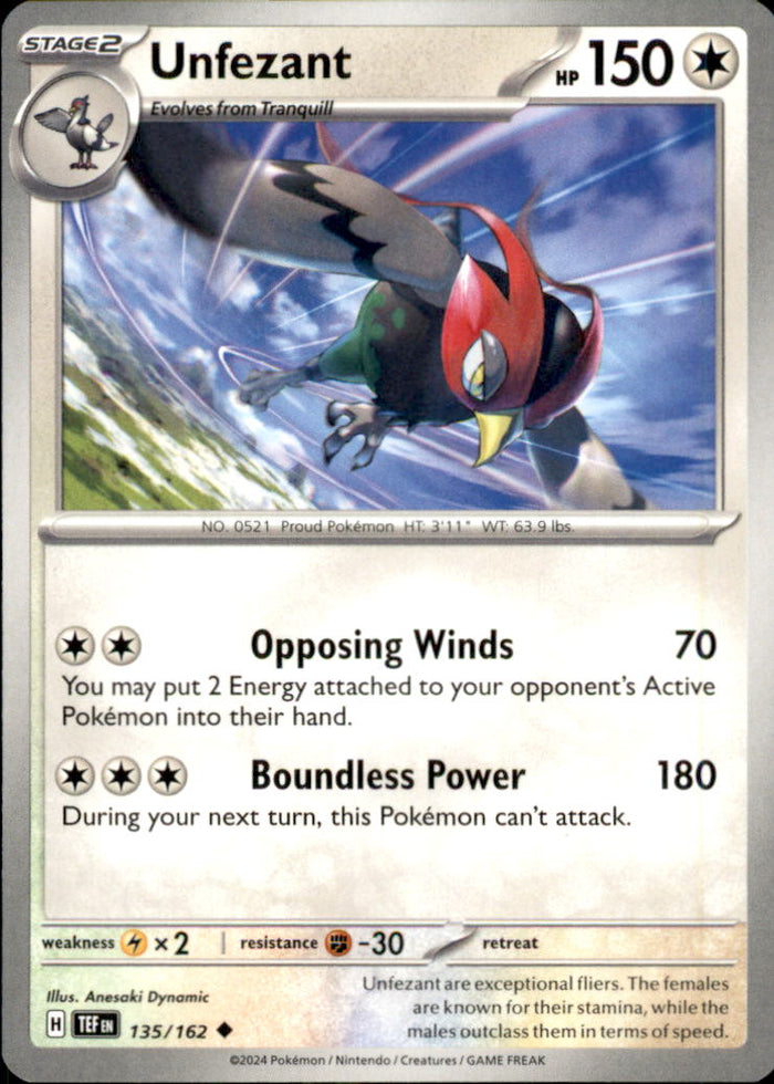 Unfezant Uncommon SV05: Temporal Forces 135/162 NM