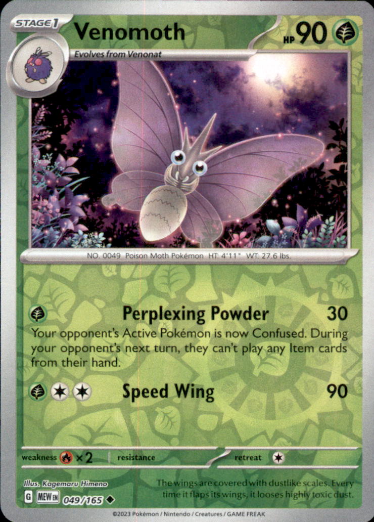 Venomoth Reverse Holo Uncommon SV: Scarlet & Violet 151 049/165 NM