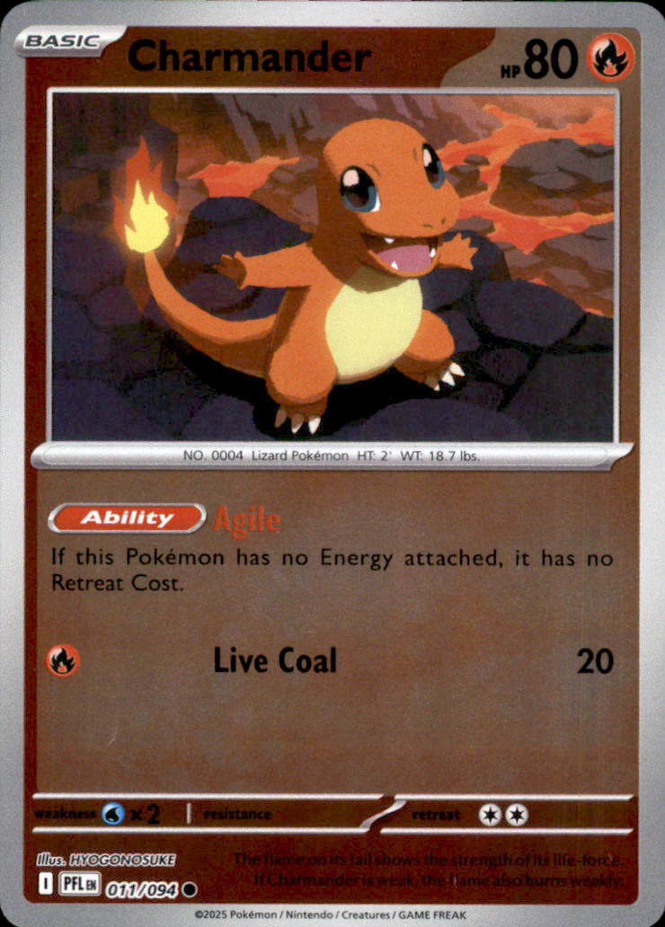 Charmander Reverse Holo Common ME02: Phantasmal Flames 011/094 NM