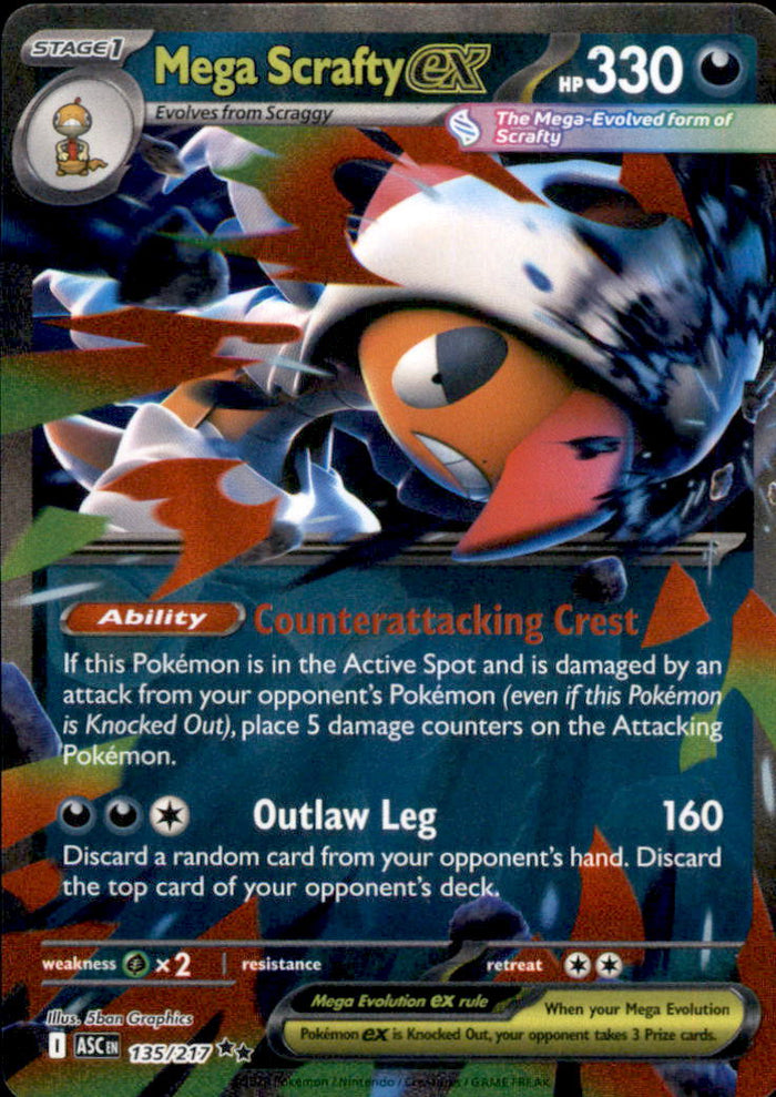 Mega Scrafty ex Holo Double Rare ME: Ascended Heroes 135/217 NM