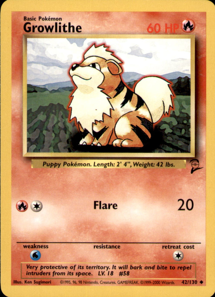 Growlithe Uncommon Base Set 2 042/130 LP
