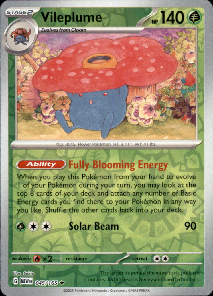 Vileplume Reverse Holo Rare SV: Scarlet & Violet 151 045/165 NM