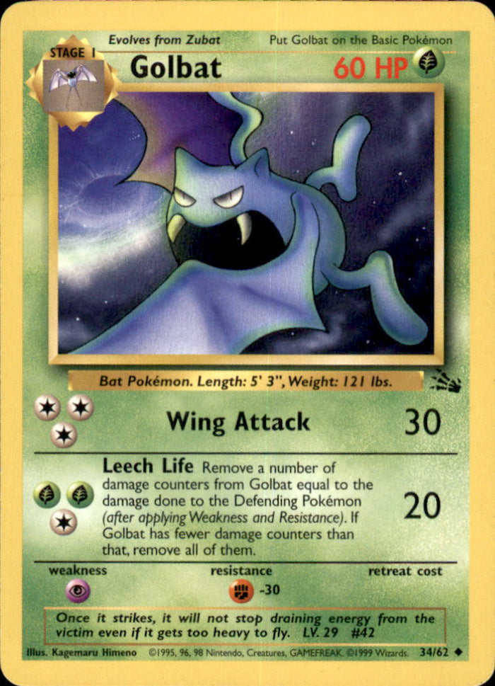 Golbat Unlimited Uncommon Fossil 34/62 NM