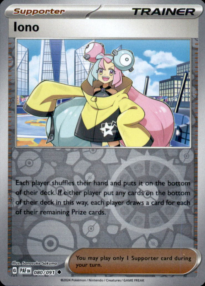 Iono Reverse Holo Uncommon SV: Paldean Fates 080/091 NM