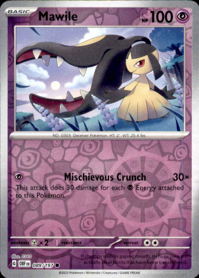 Mawile Reverse Holo Common SV03: Obsidian Flames 089/197 NM
