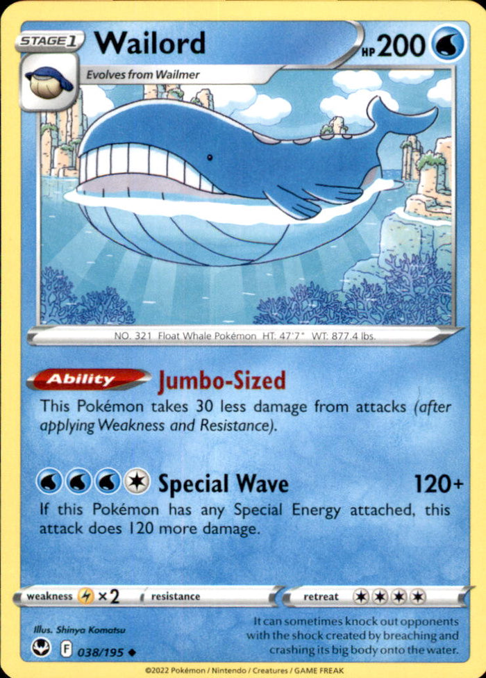 Wailord Uncommon SWSH12: Silver Tempest 038/195 NM
