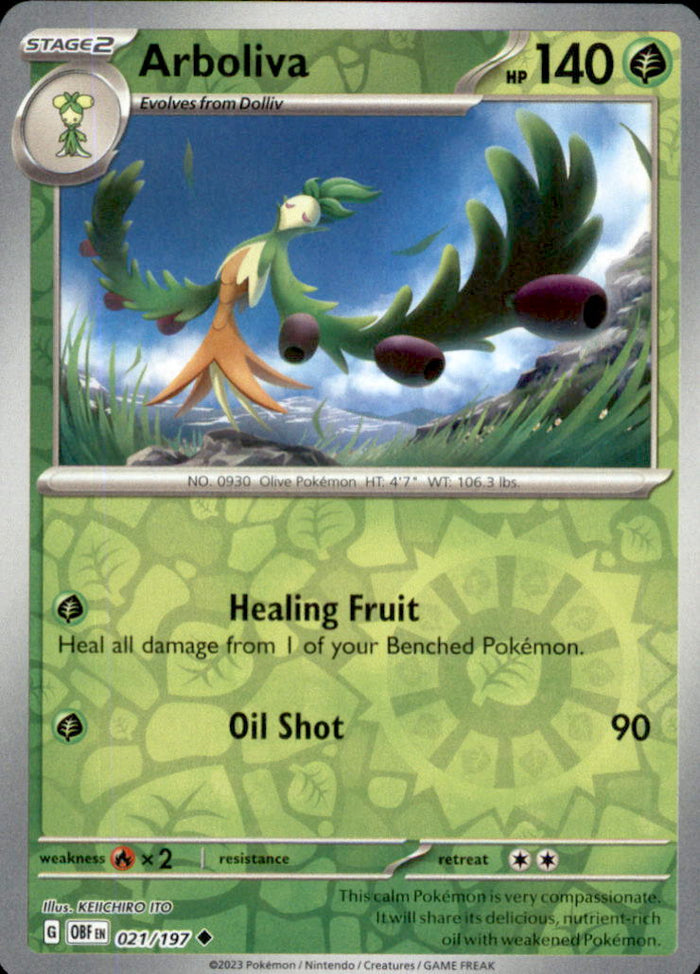Arboliva Reverse Holo Uncommon SV03: Obsidian Flames 021/197 NM