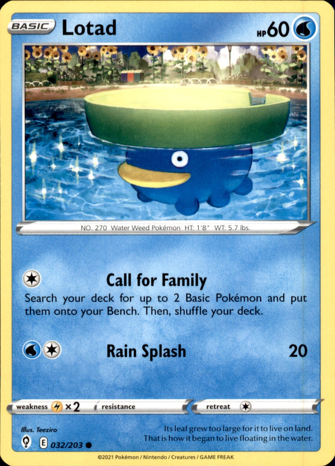 Lotad Common SWSH07: Evolving Skies 032/203 NM