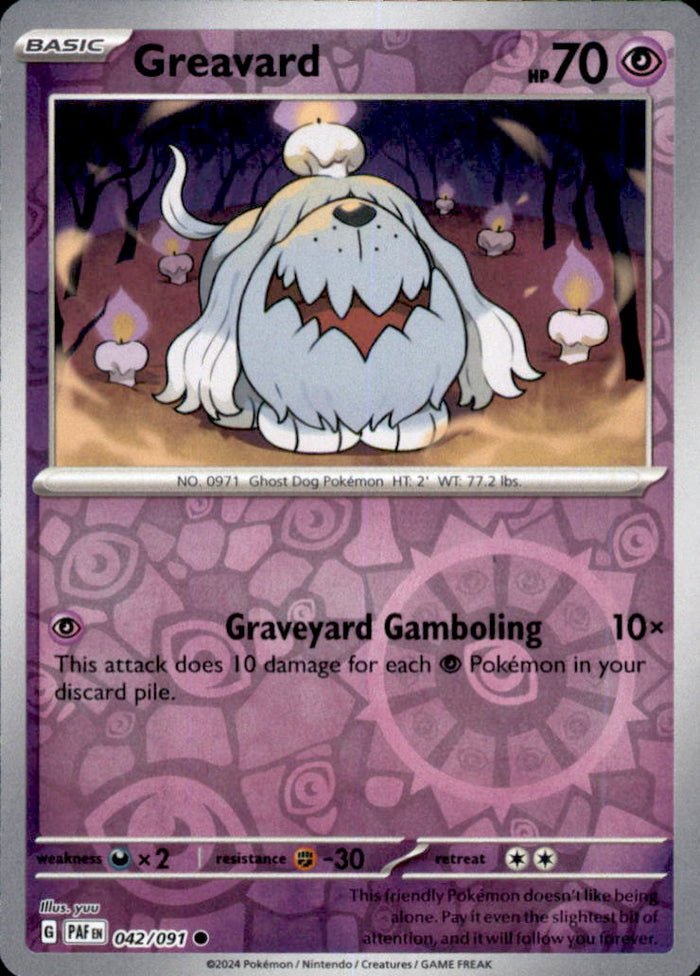 Greavard Reverse Holo Common SV: Paldean Fates 042/091 NM