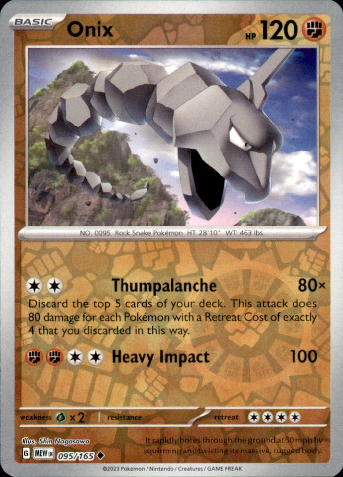 Onix Reverse Holo Uncommon SV: Scarlet & Violet 151 095/165 NM