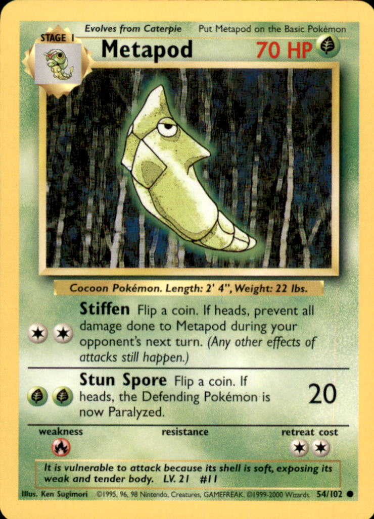 Metapod Common Base Set 4th Print 054/102 NM
