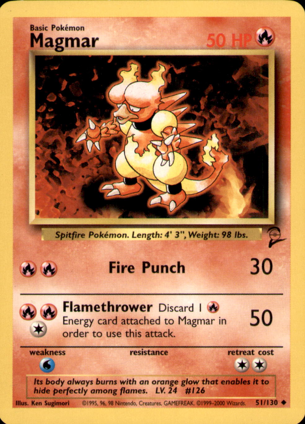 Magmar Uncommon Base Set 2 051/130 LP