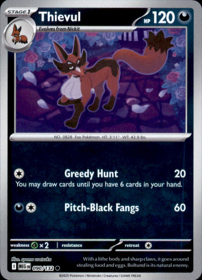 Thievul Reverse Holo Common ME01: Mega Evolution 090/132 NM