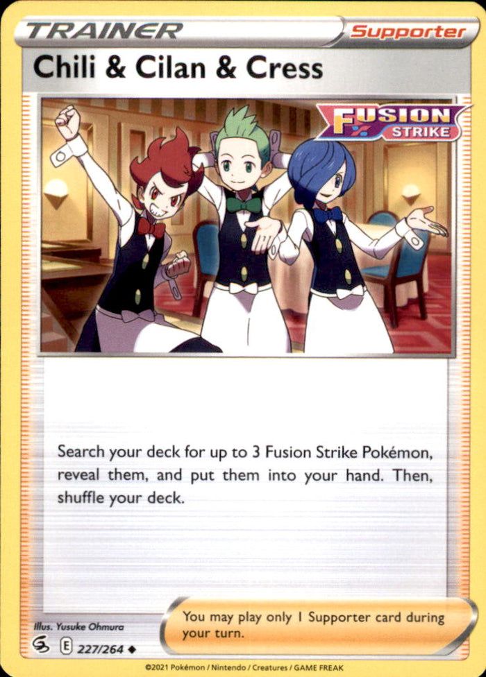 Chili & Cilan & Cress Uncommon SWSH08: Fusion Strike 227/264 NM