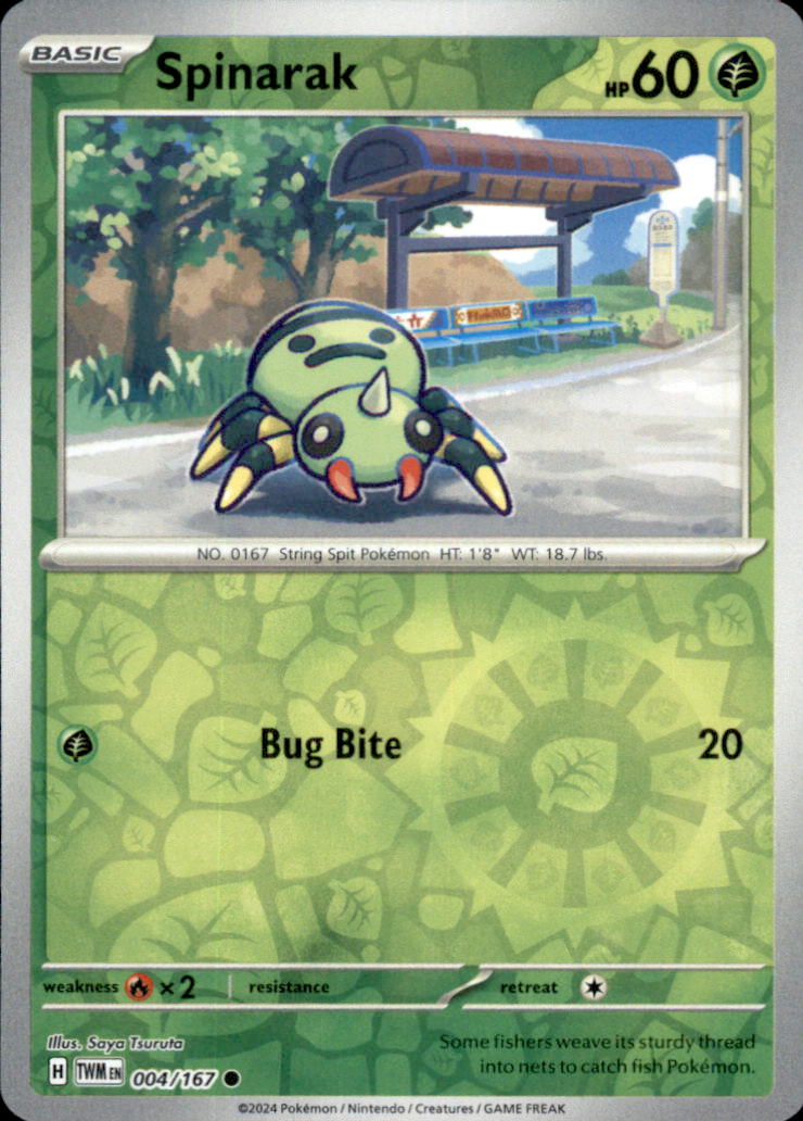 Spinarak Reverse Holo Common SV06: Twilight Masquerade 004/167 NM