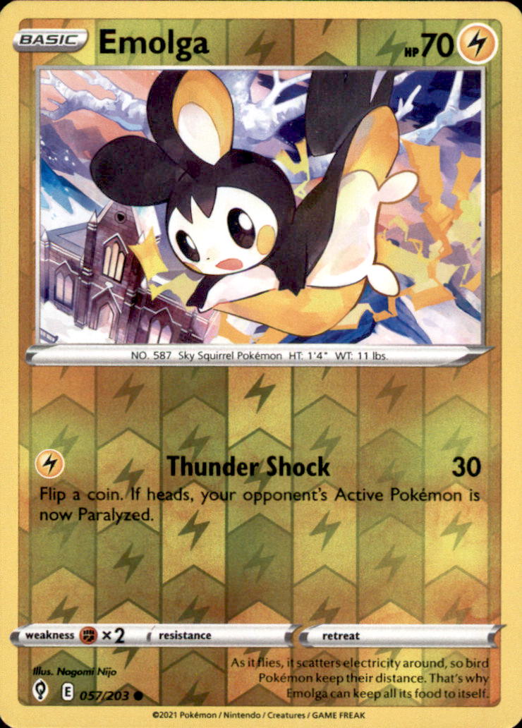 Emolga Reverse Holo Common SWSH07: Evolving Skies 057/203 NM