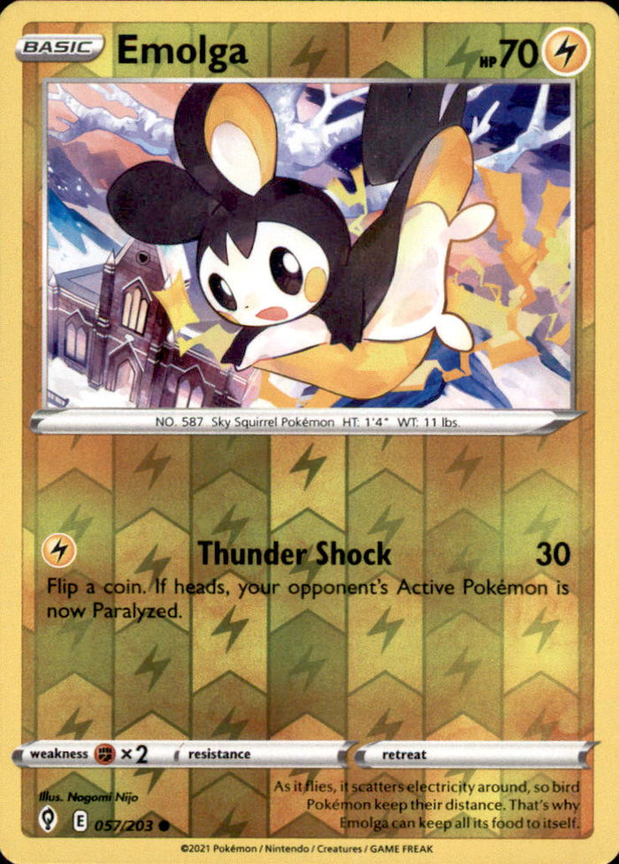 Emolga Reverse Holo Common SWSH07: Evolving Skies 057/203 NM