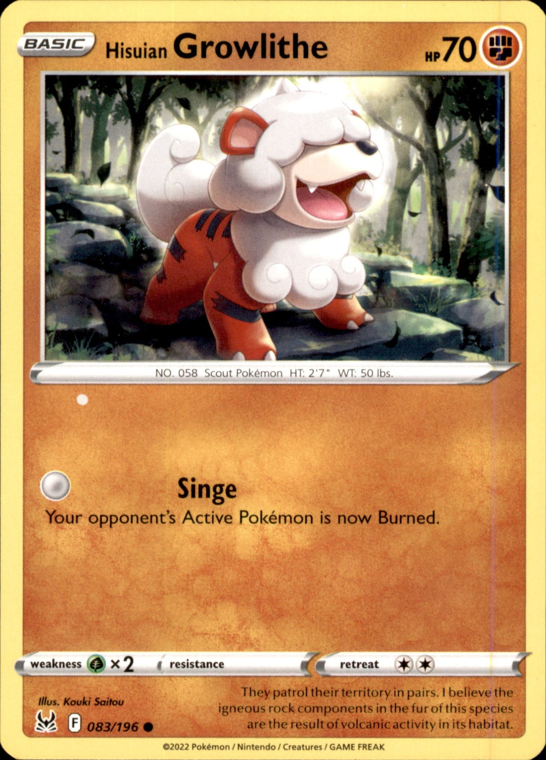 Hisuian Growlithe Common SWSH11: Lost Origin 083/196 NM
