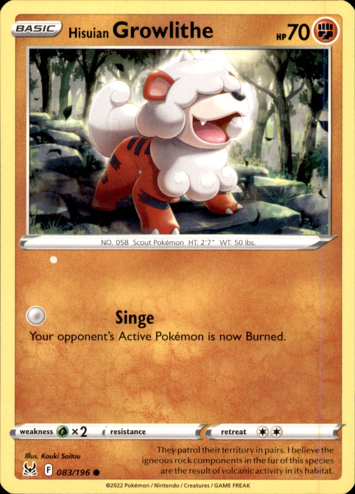 Hisuian Growlithe Common SWSH11: Lost Origin 083/196 NM