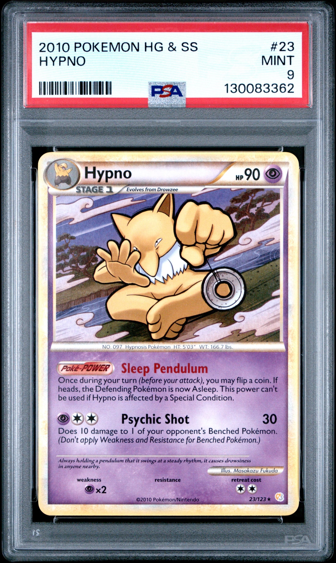 Hypno Pokemon Heartgold & Soulsilver 23 NM PSA 9