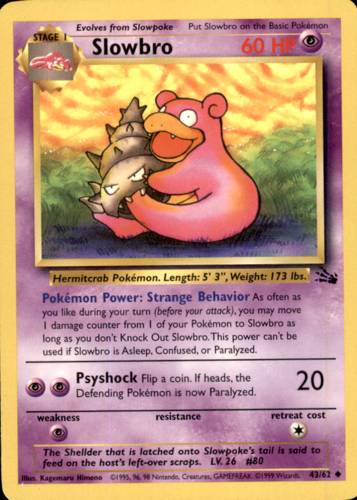 Slowbro Unlimited Uncommon Fossil 43/62 LP