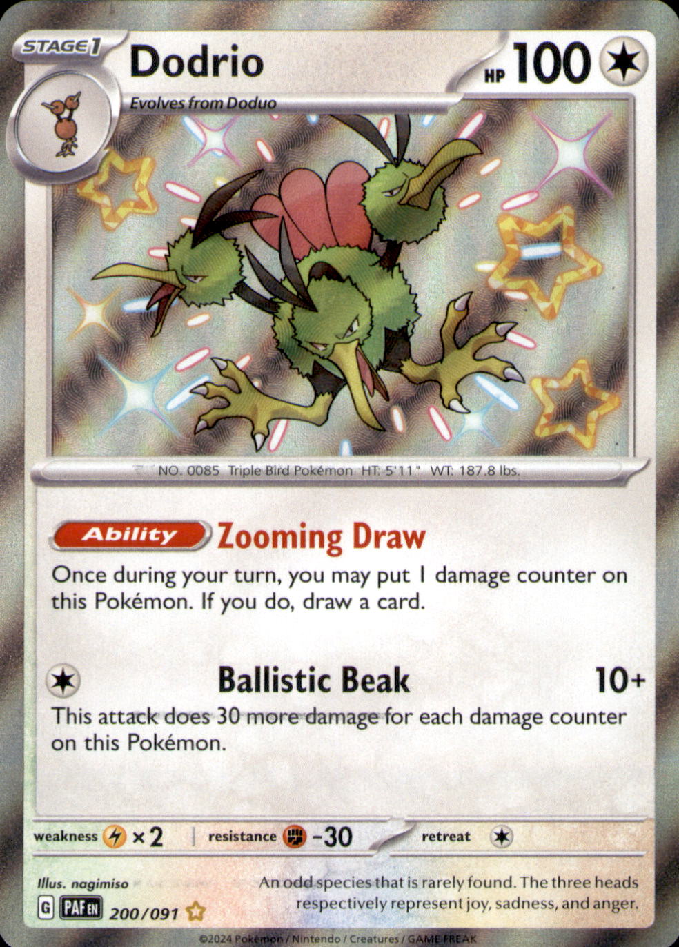 Dodrio Holo Shiny Rare SV: Paldean Fates 200/091 NM