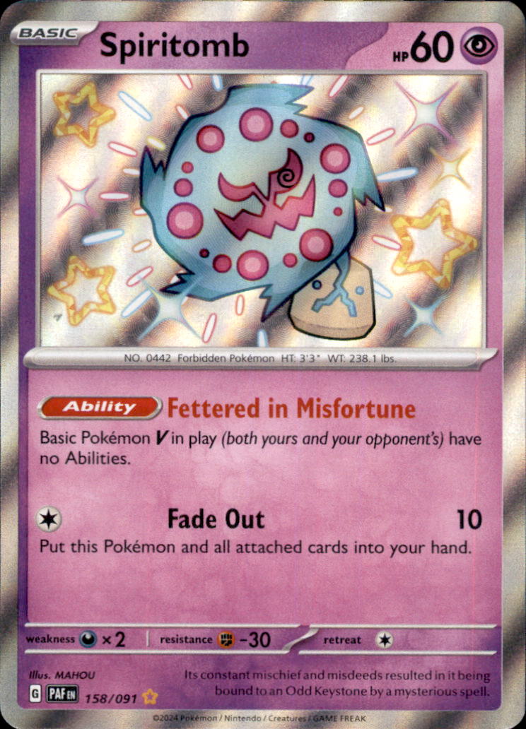 Spiritomb Holo Shiny Rare SV: Paldean Fates 158/091 NM