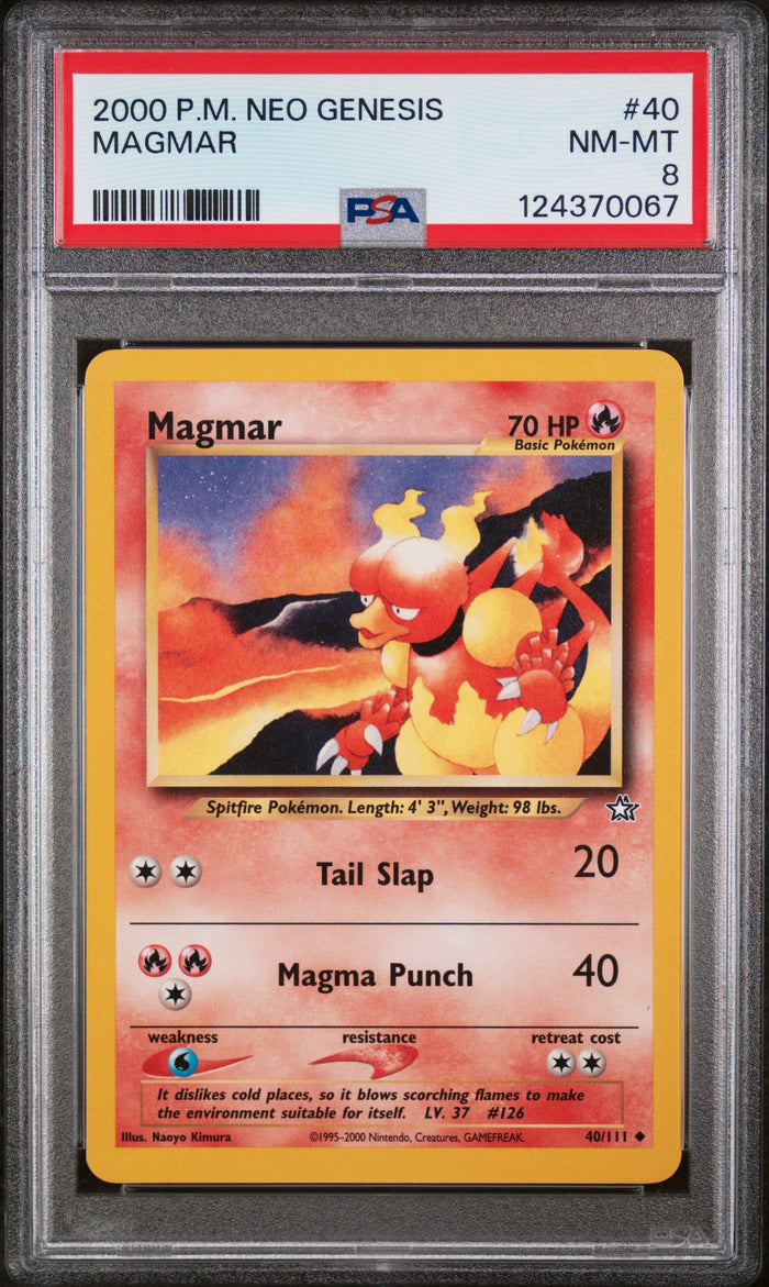 Magmar Pokemon Neo Genesis 40 NM PSA 8
