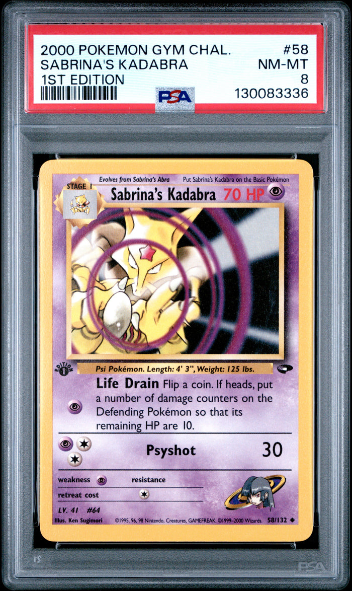 Sabrina'S Kadabra 1st Edition Pokemon Gym Challenge 58 NM PSA 8