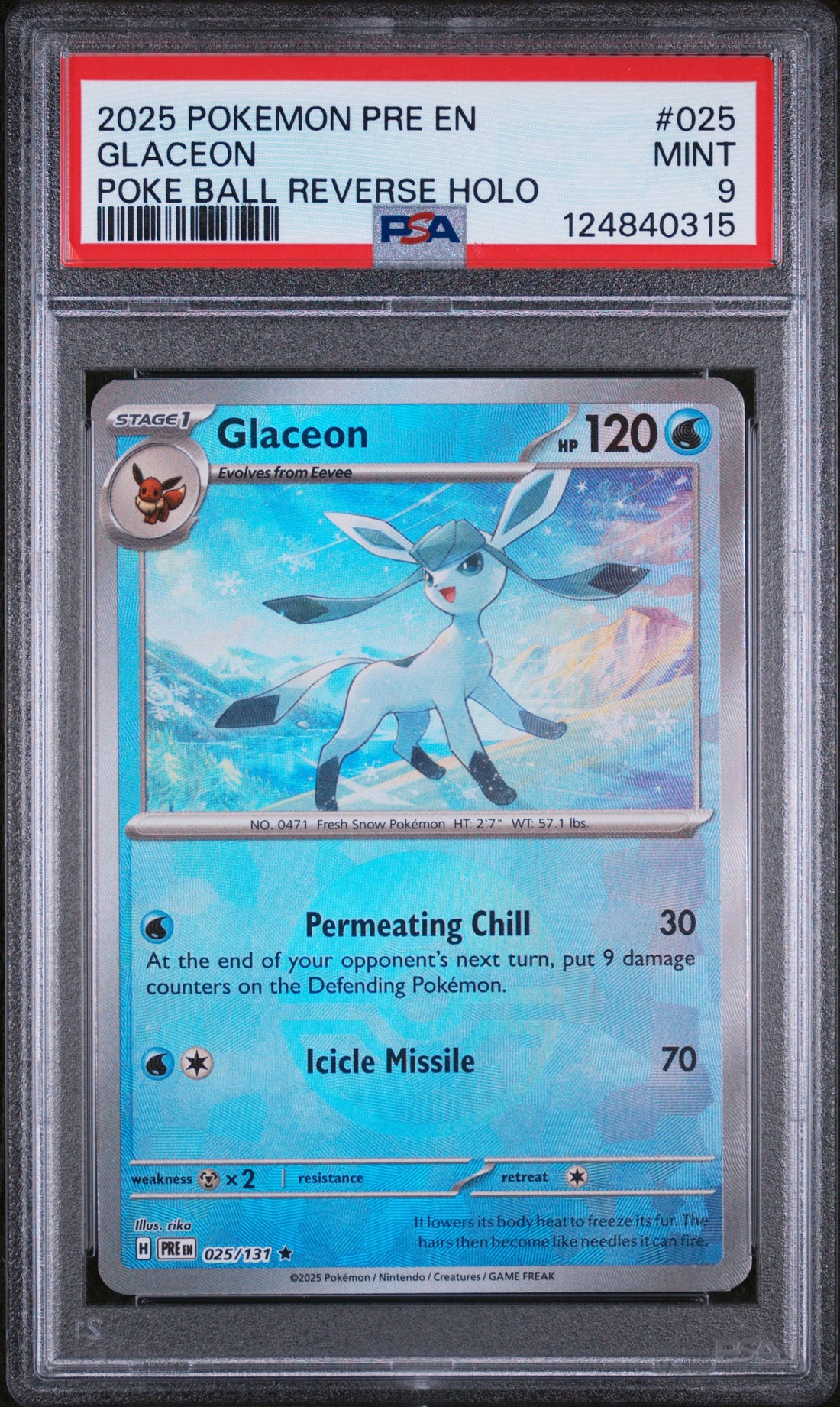 Glaceon (Poke Ball Pattern) Holo Rare SV: Prismatic Evolutions 025/131 NM