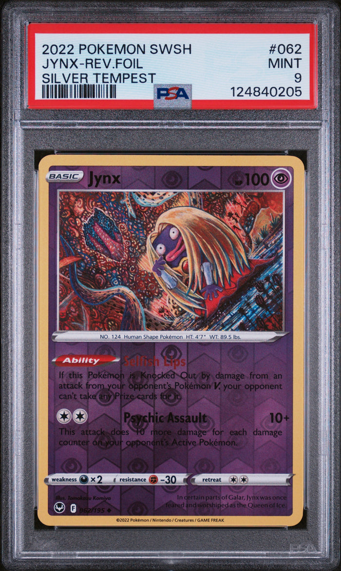 Jynx-Rev.Foil Silver Tempest Pokemon Sword & Shield Silver Tempest 062 NM PSA 9