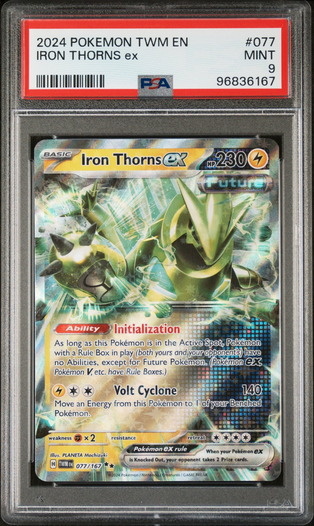Iron Thorns Ex Pokemon Twm En-Twilight Masquerade 077 NM PSA 9