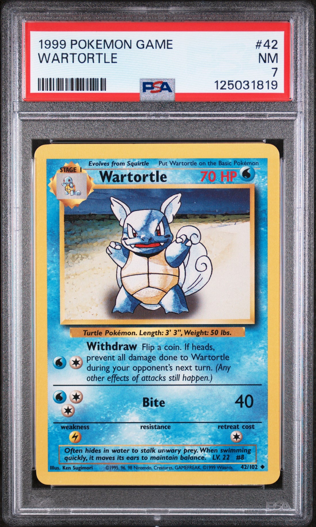Wartortle Pokemon Game 42 NM PSA 7