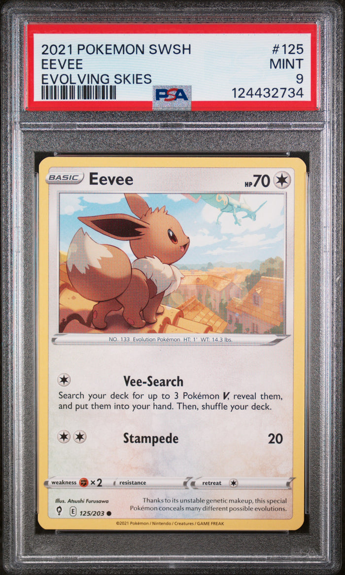 Eevee Evolving Skies Pokemon Sword & Shield Evolving Skies 125 NM PSA 9